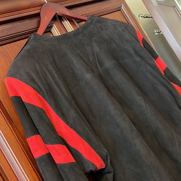 ROGER EDWARDS Vintage Custom Black Suede Leather & Red #7 Sports Pullover Jersey - Picture 4 of 8